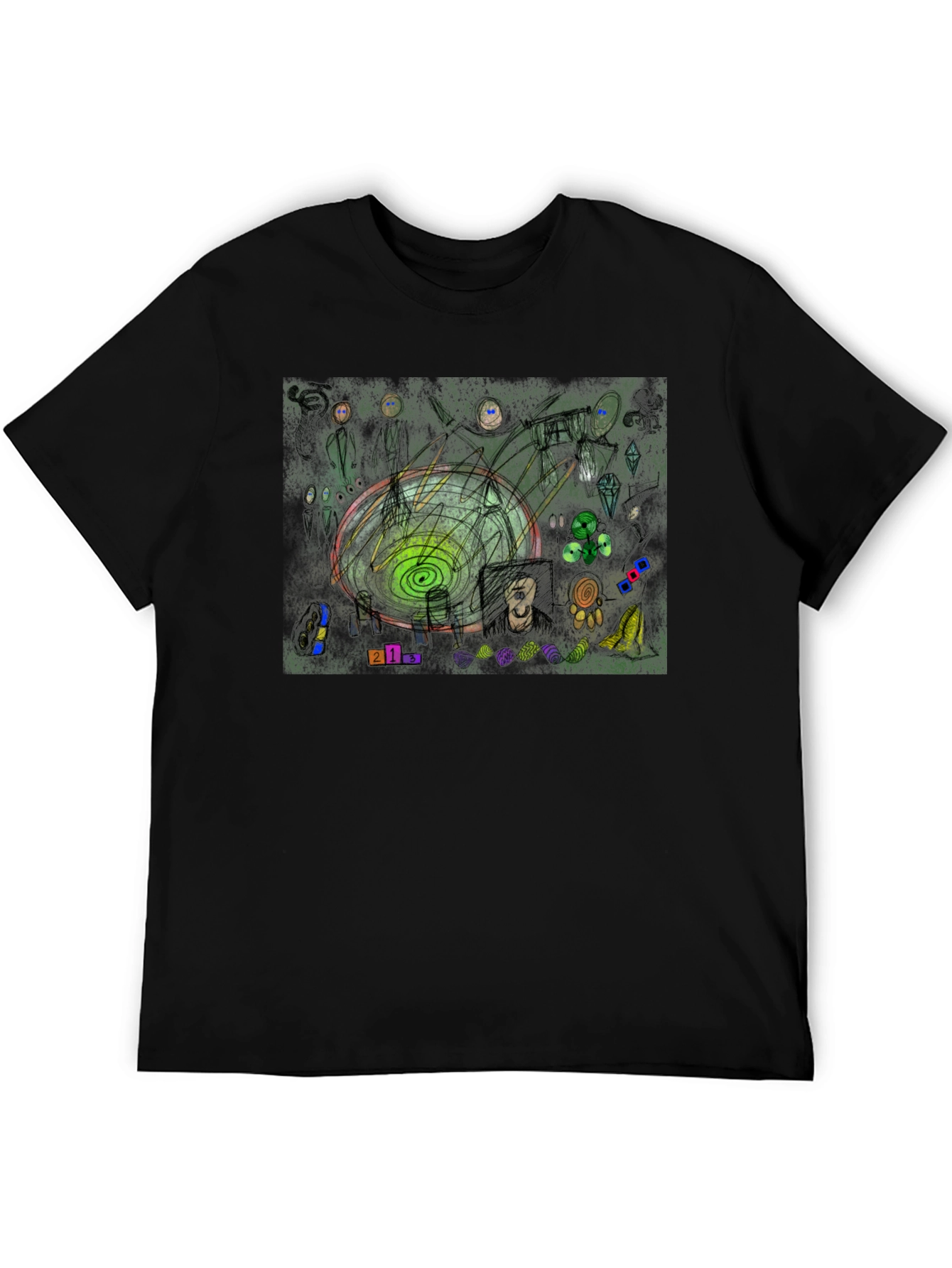 Abstract Art Graphic Print Black T-Shirt
