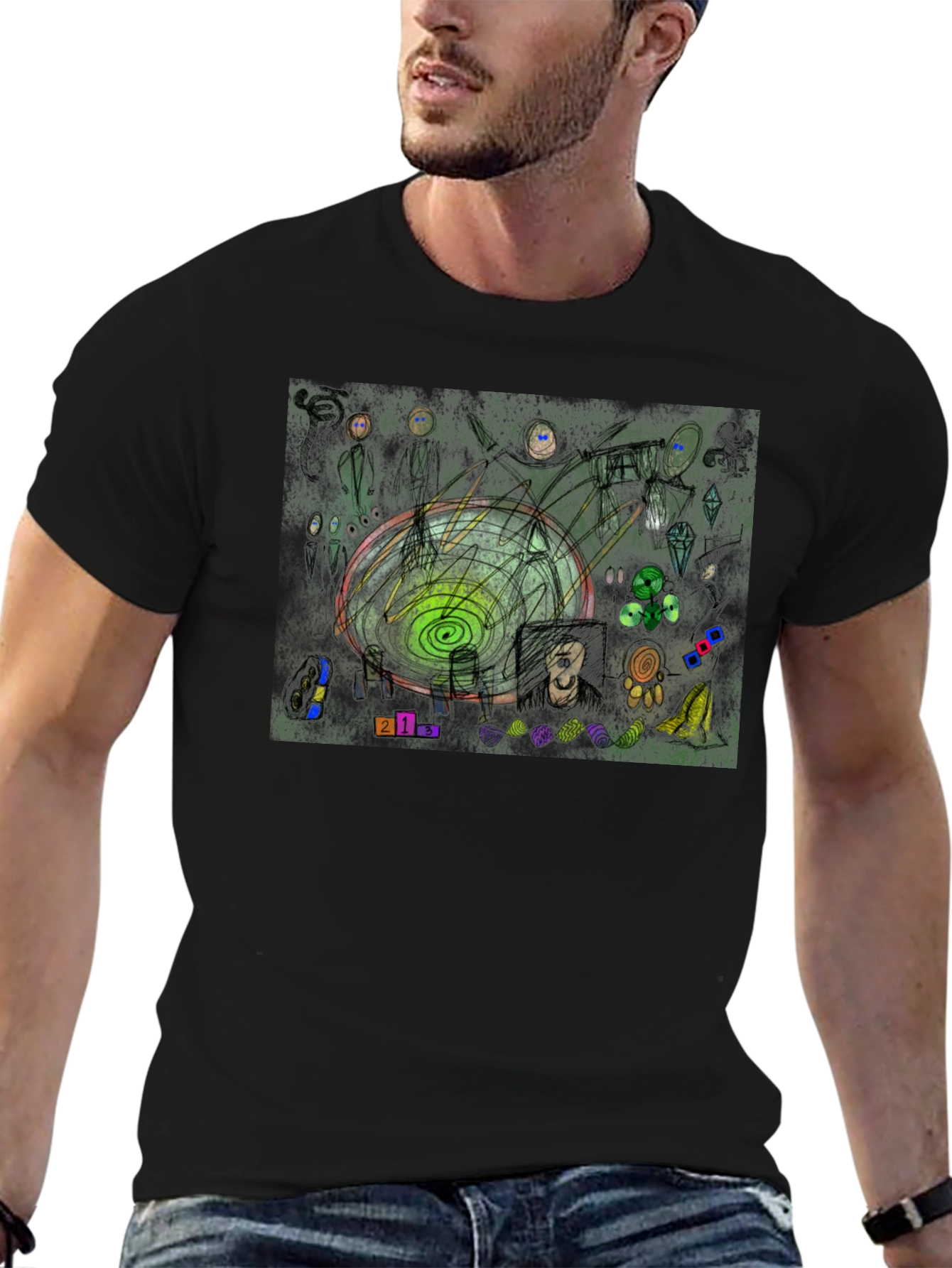 Abstract Art Graphic Print Black T-Shirt