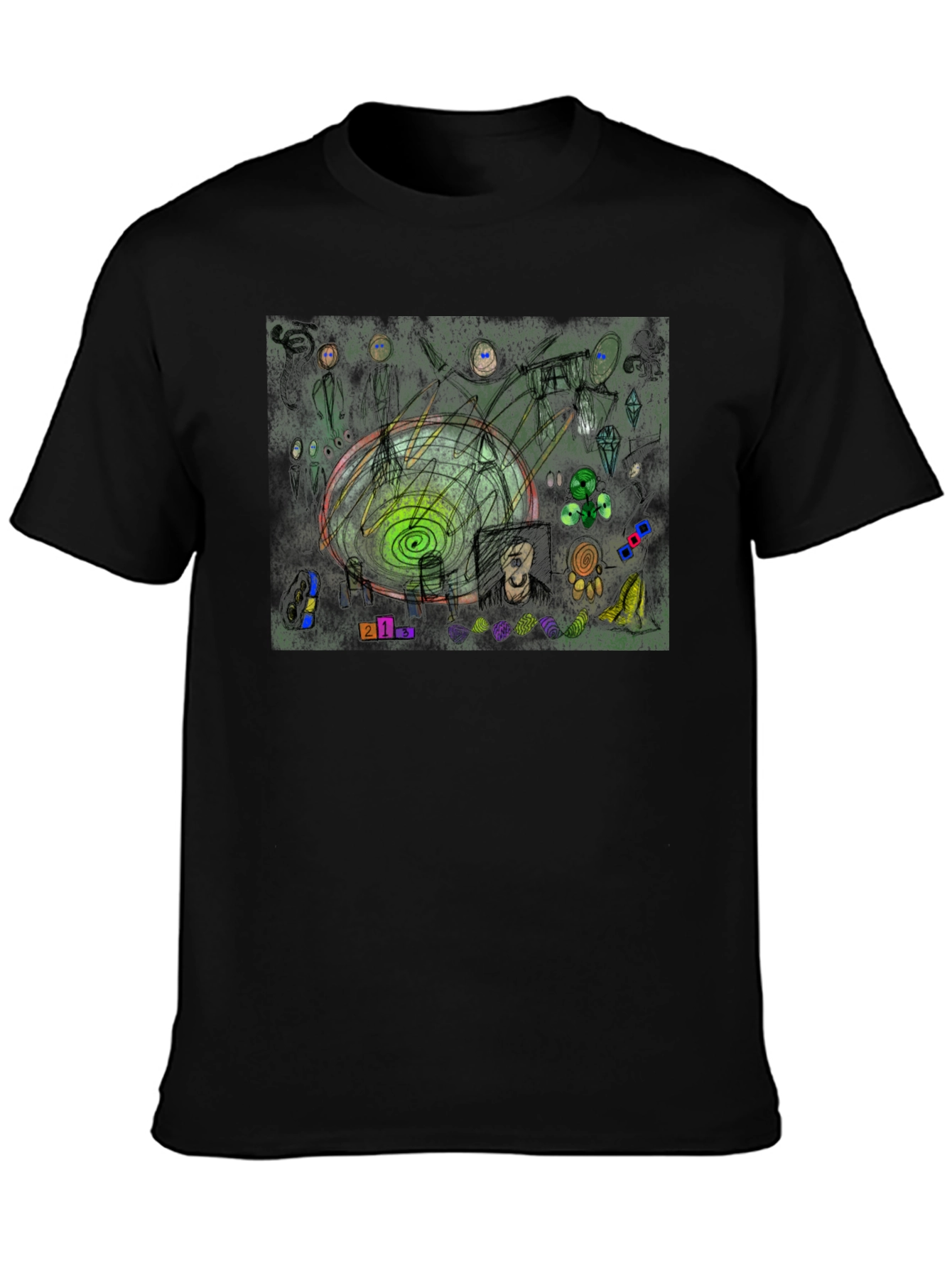 Abstract Art Graphic Print Black T-Shirt