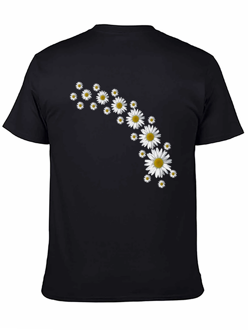 Daisy Flower Print Black T-Shirt
