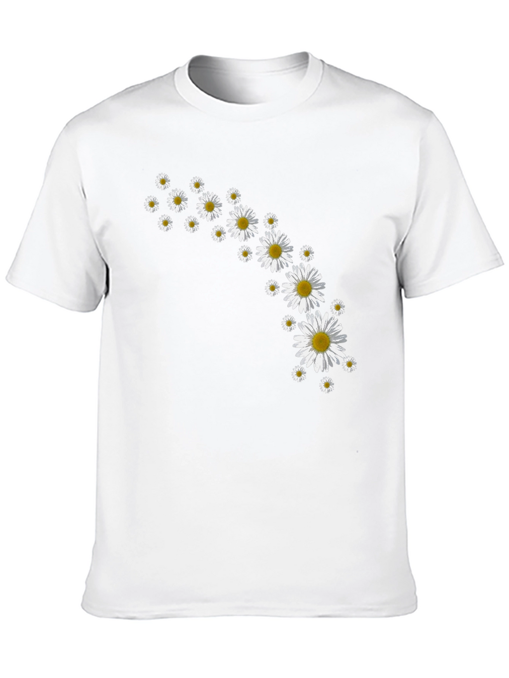 Daisy Flower Print Black T-Shirt