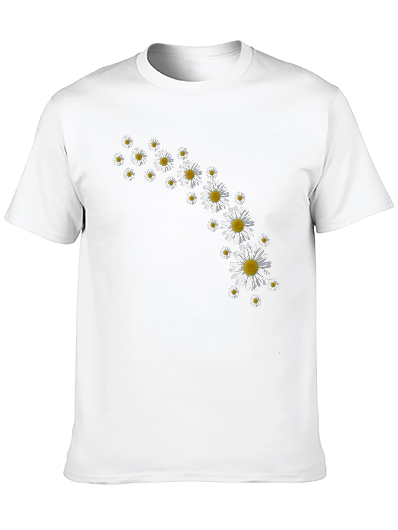 Daisy Flower Print Black T-Shirt