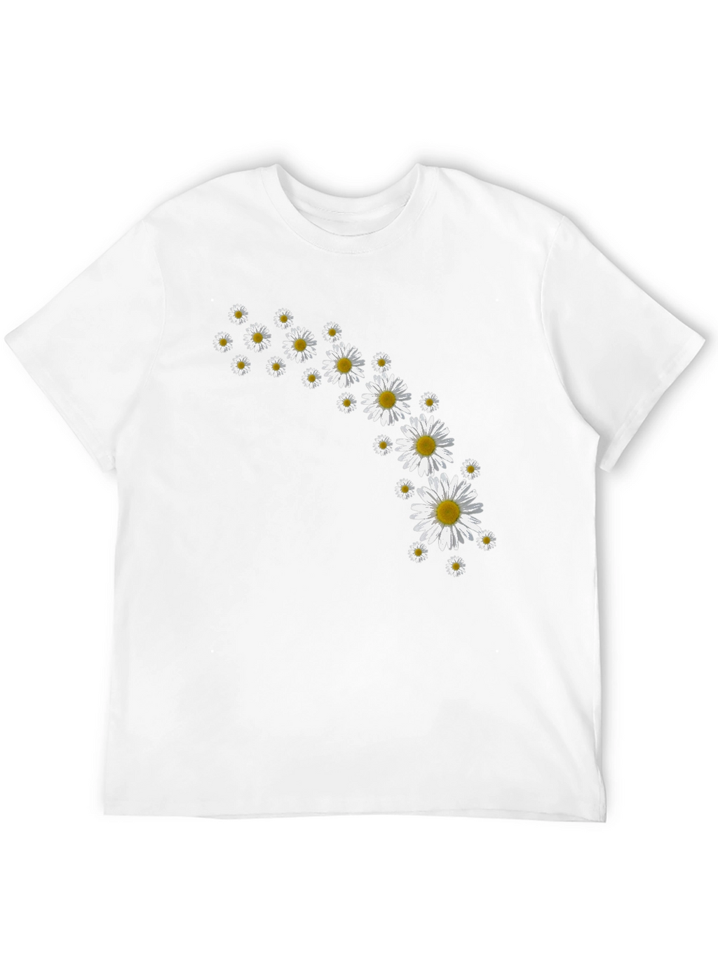 Daisy Flower Print Black T-Shirt