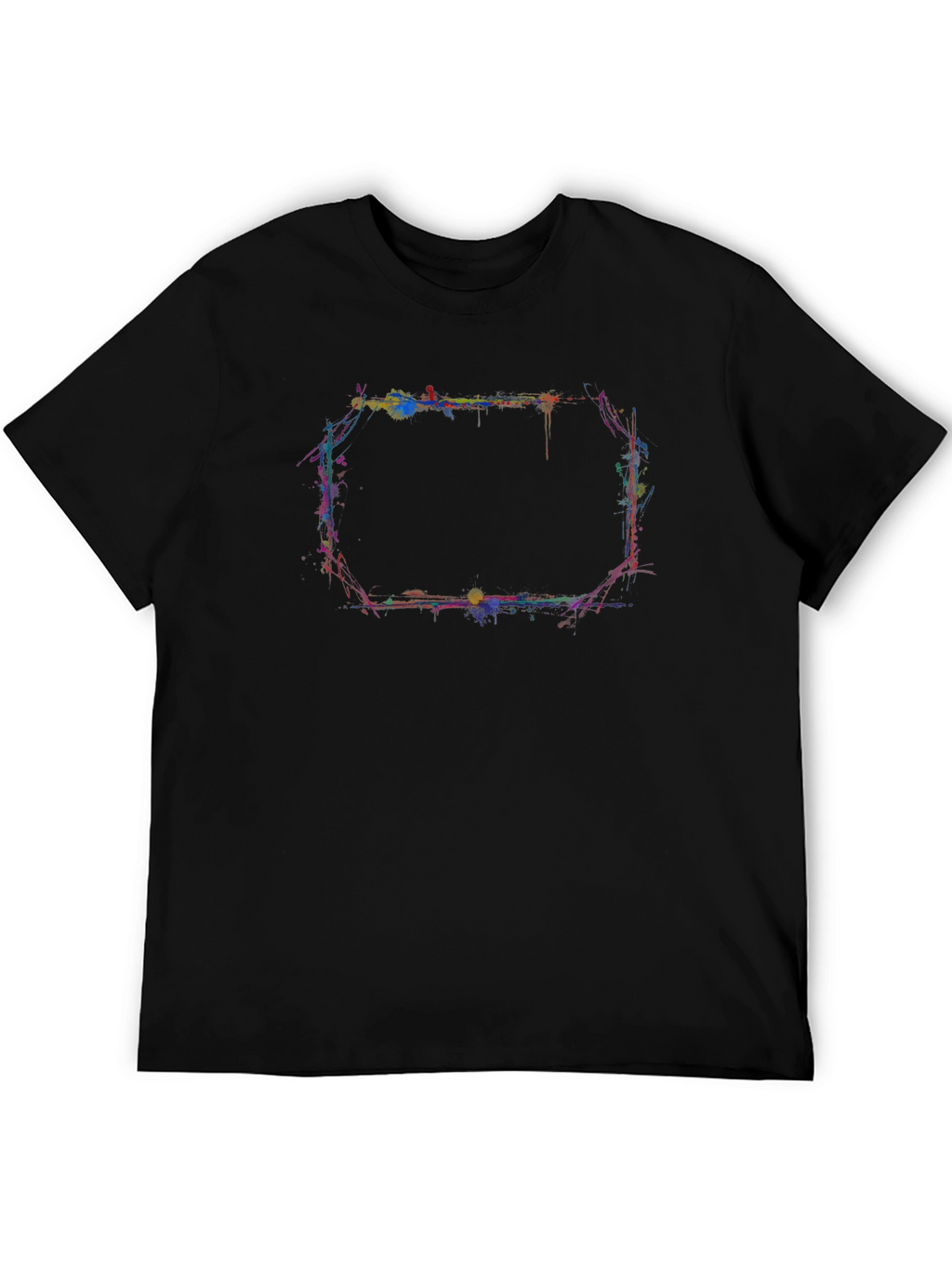 Abstract Paint Splatter Graphic Black T-Shirt