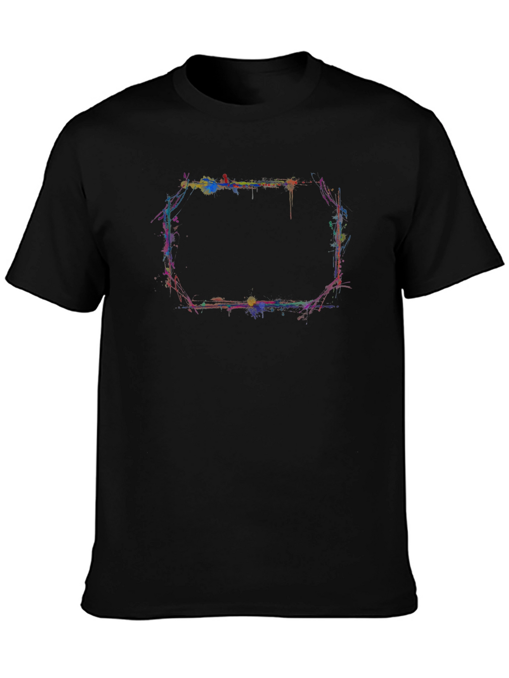 Abstract Paint Splatter Graphic Black T-Shirt