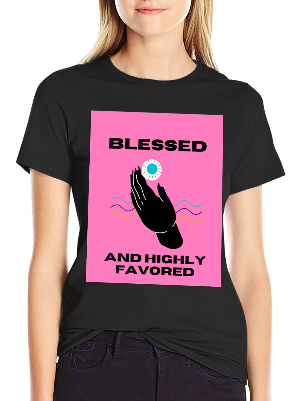 Blessed & Highly Favored Black T-Shirt