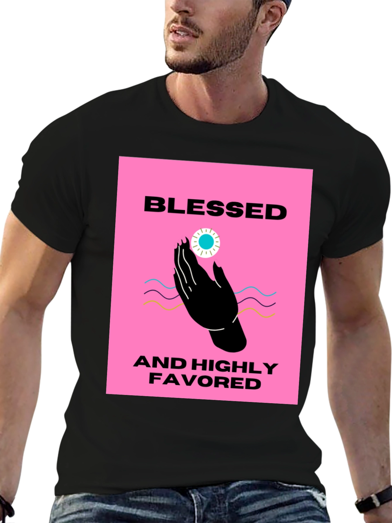 Blessed & Highly Favored Black T-Shirt