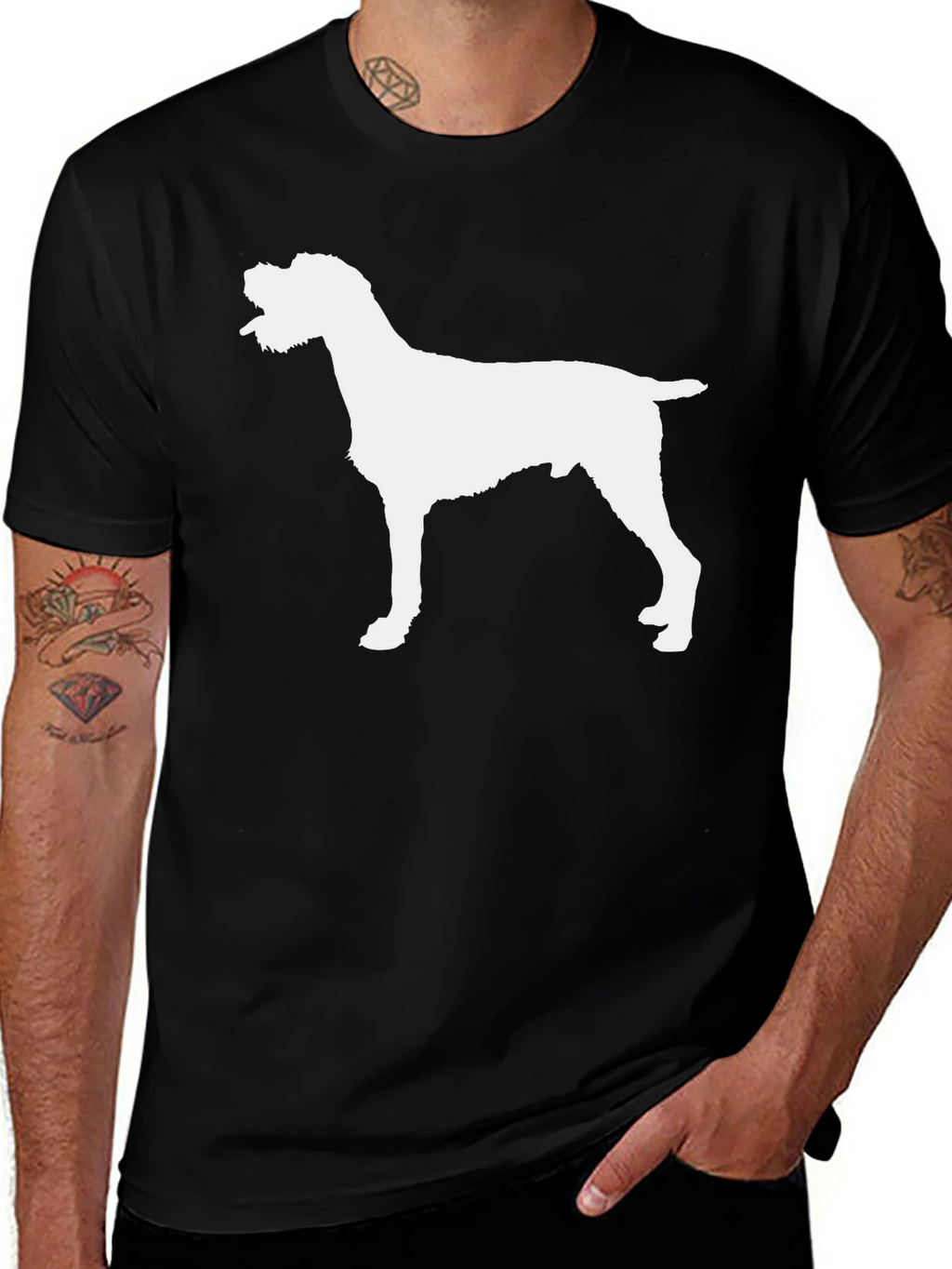 Dog Silhouette Graphic Tee - Black