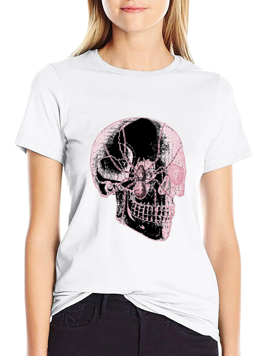 Skull & Spider Graphic Tee - Black Cotton Blend