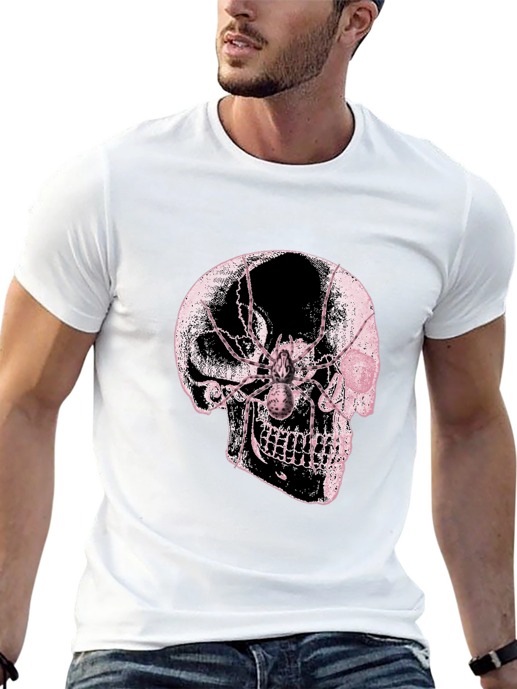 Skull & Spider Graphic Tee - Black Cotton Blend