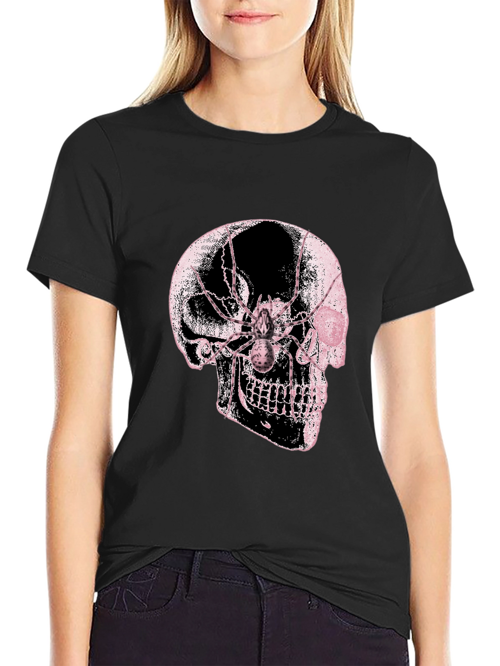 Skull & Spider Graphic Tee - Black Cotton Blend