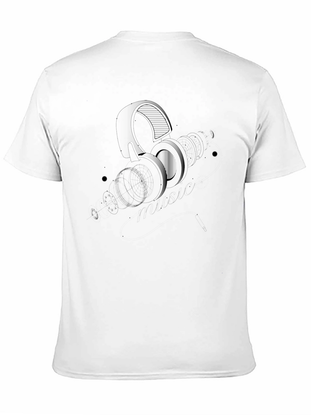 Modern Headphone Graphic Black T-Shirt