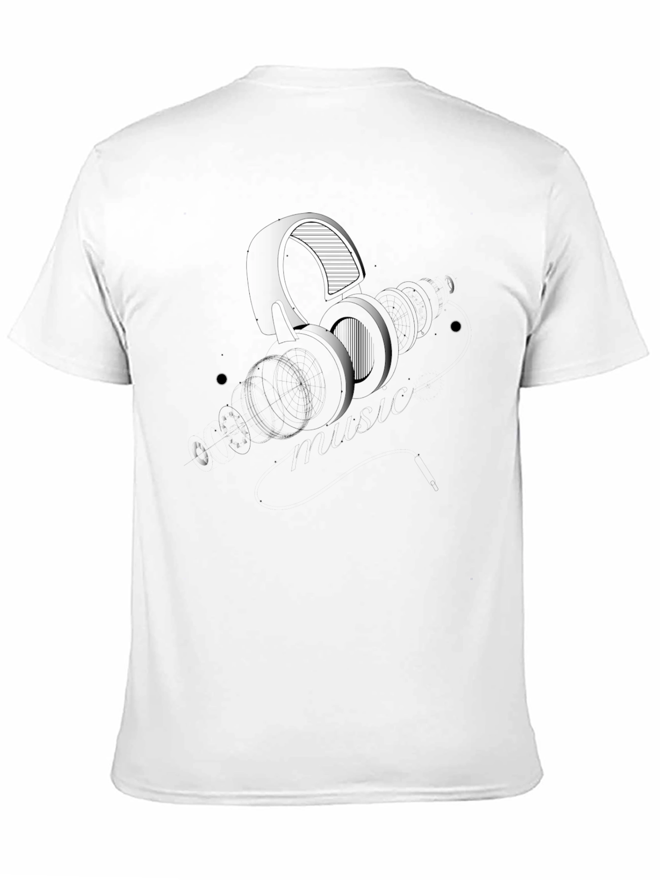 Modern Headphone Graphic Black T-Shirt
