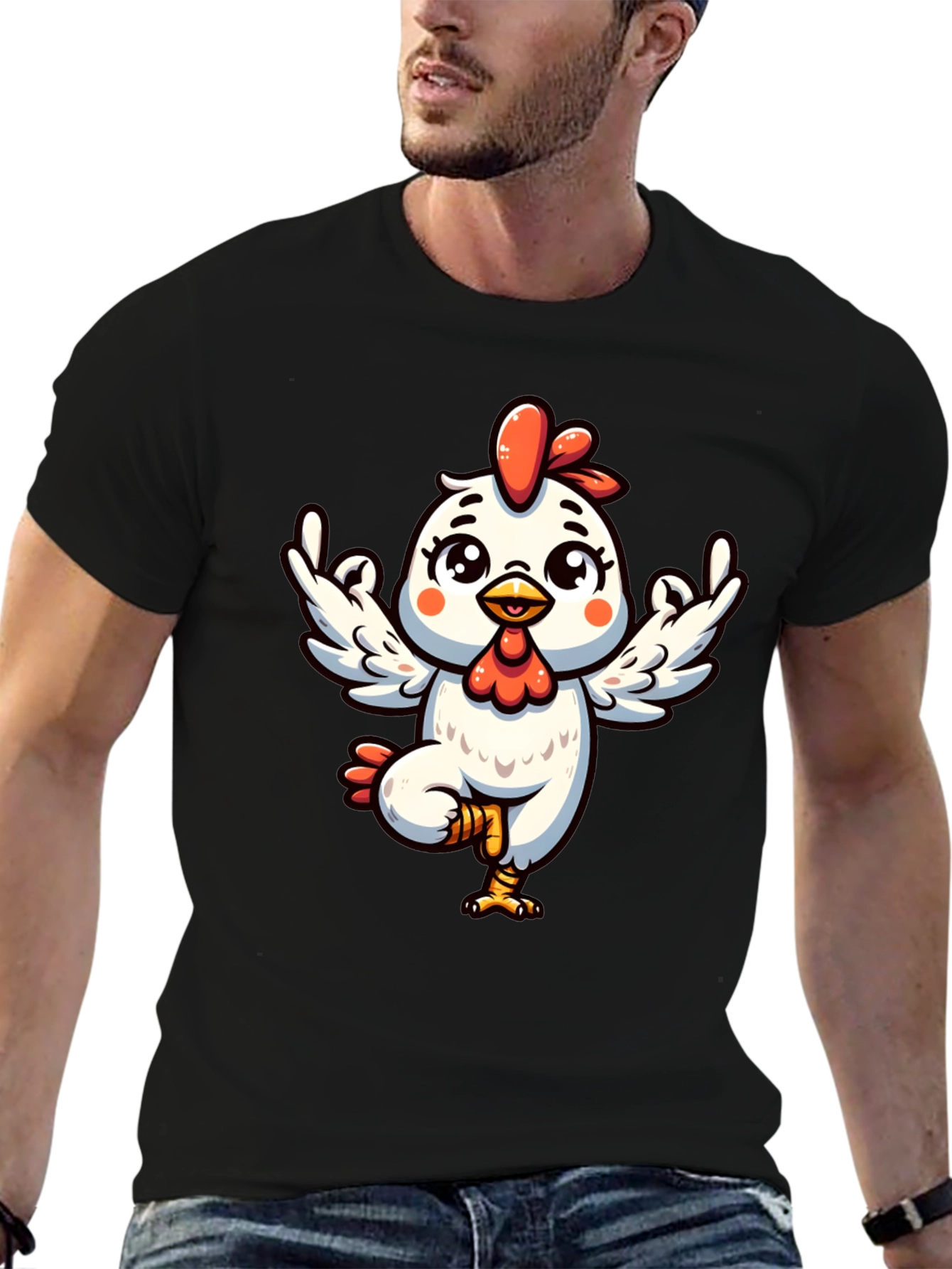 Yoga Chicken Graphic Tee - Black Cotton T-Shirt