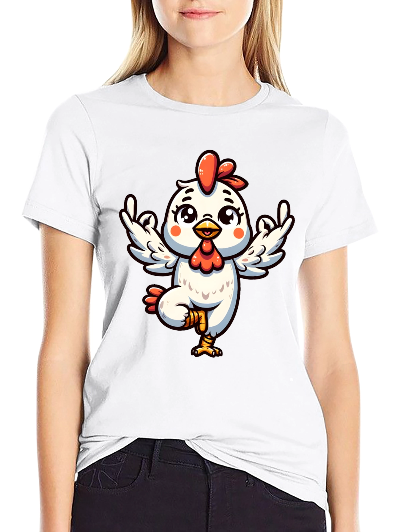 Yoga Chicken Graphic Tee - Black Cotton T-Shirt