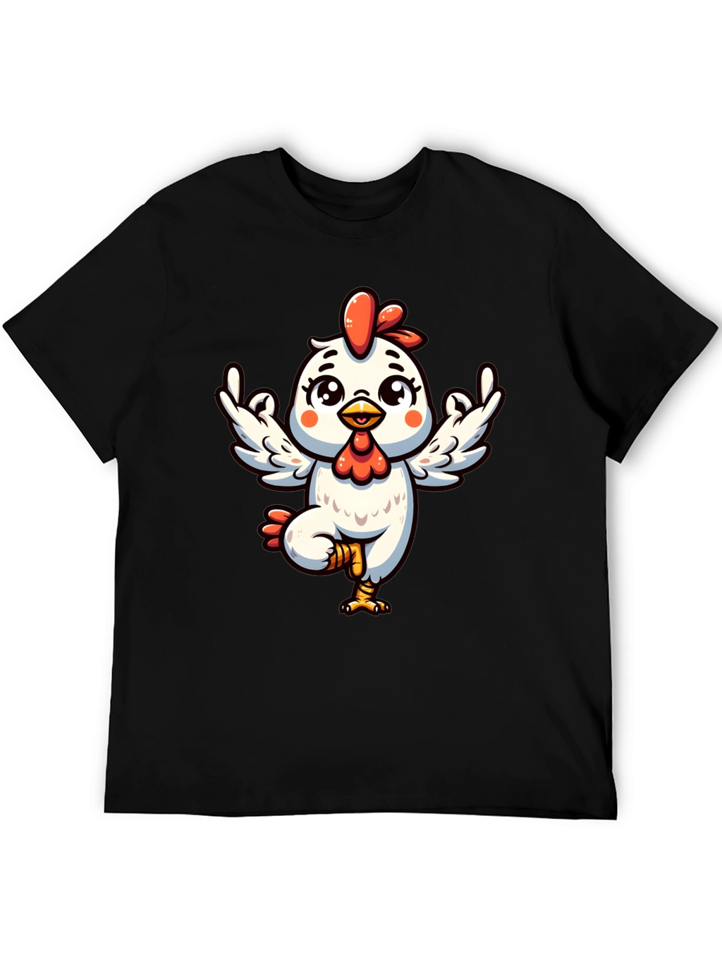 Yoga Chicken Graphic Tee - Black Cotton T-Shirt