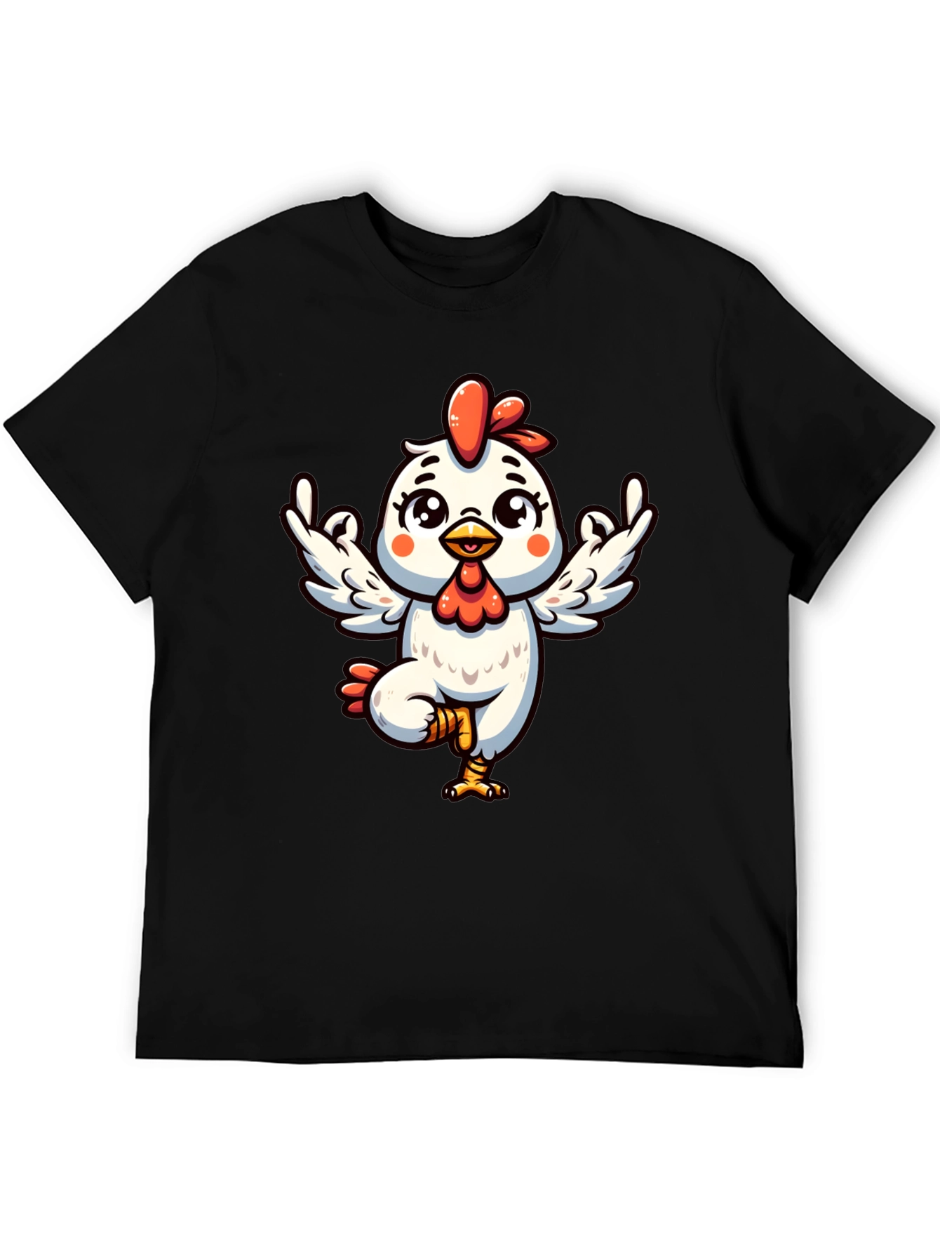 Yoga Chicken Graphic Tee - Black Cotton T-Shirt