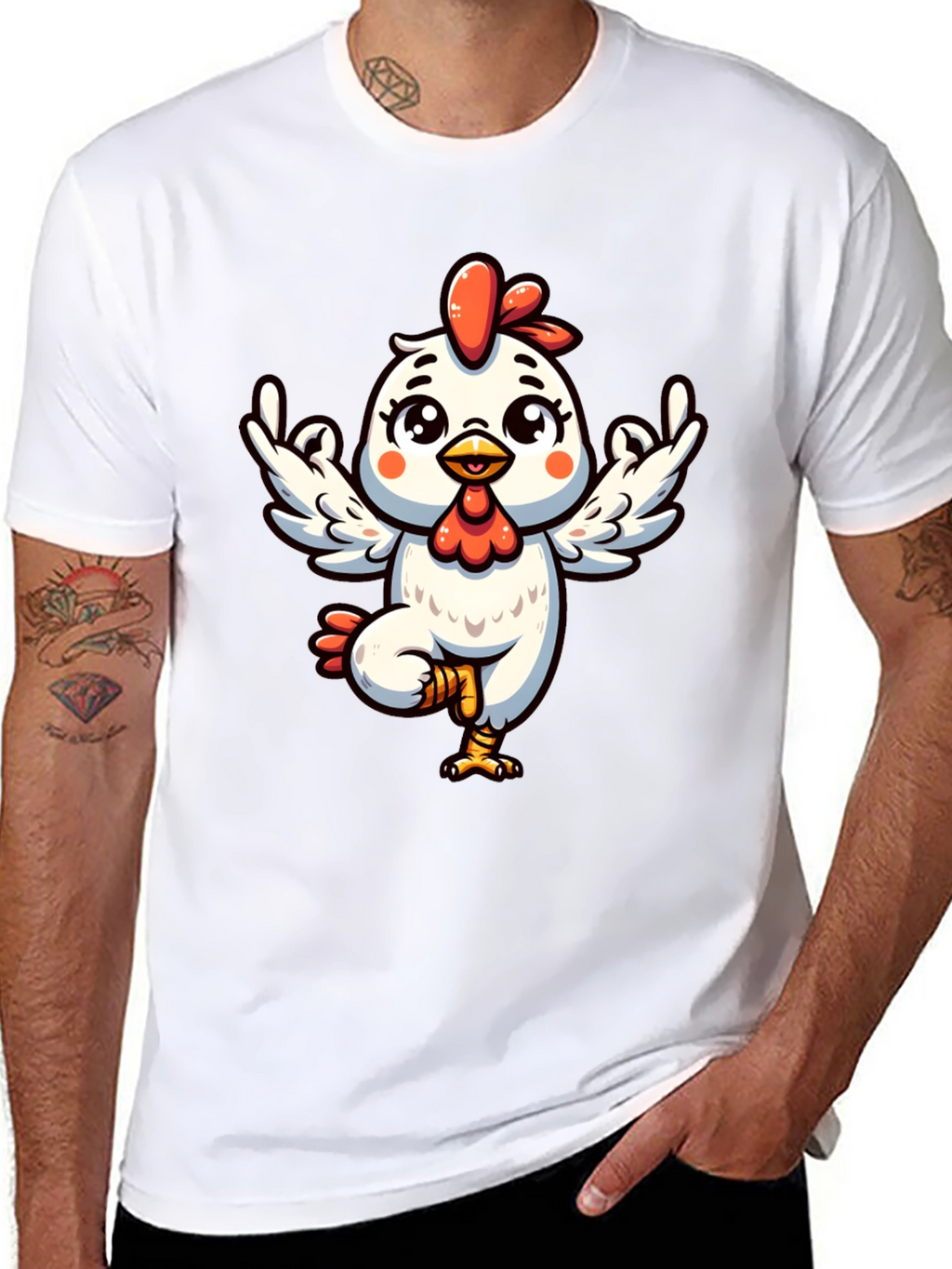 Yoga Chicken Graphic Tee - Black Cotton T-Shirt