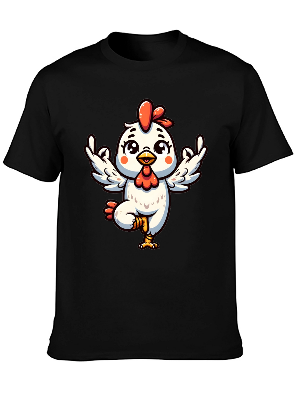 Yoga Chicken Graphic Tee - Black Cotton T-Shirt