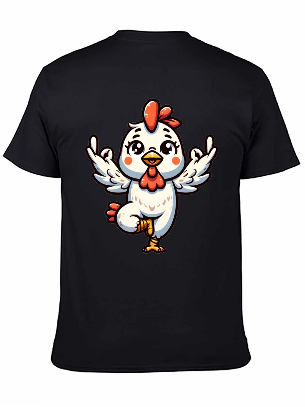 Yoga Chicken Graphic Tee - Black Cotton T-Shirt