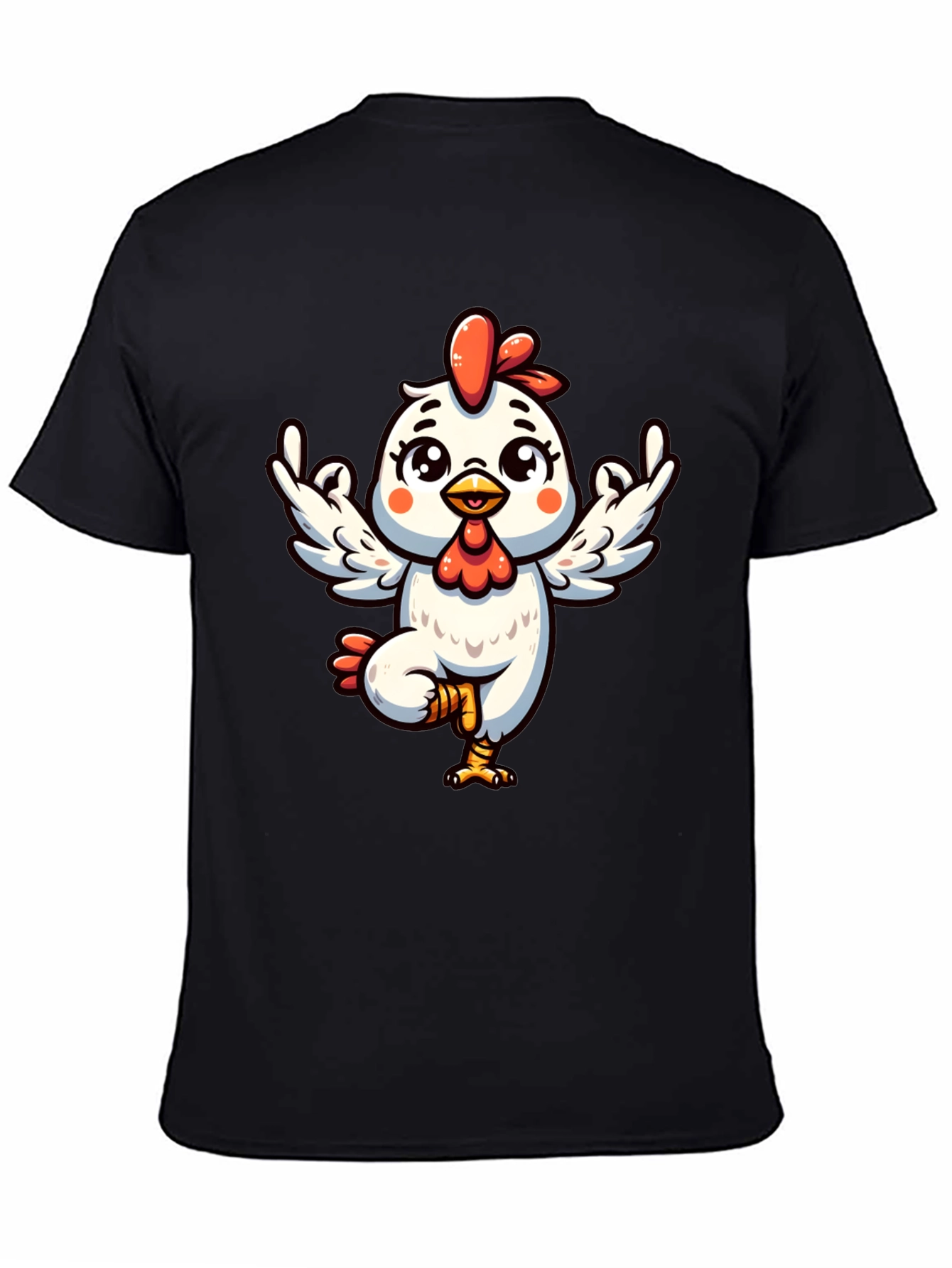 Yoga Chicken Graphic Tee - Black Cotton T-Shirt