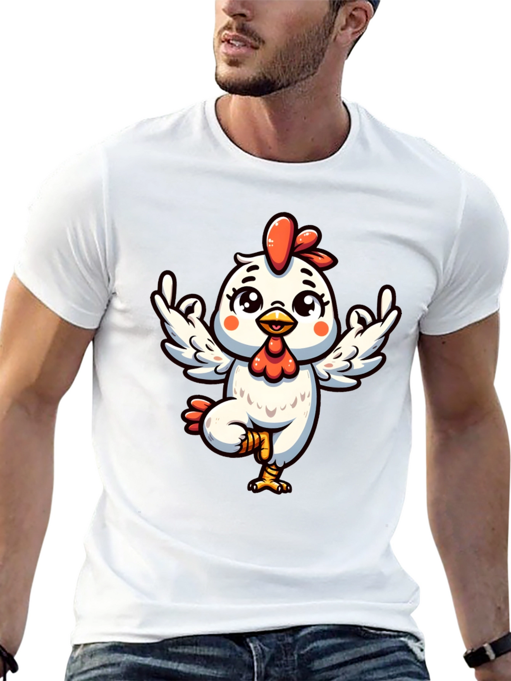 Yoga Chicken Graphic Tee - Black Cotton T-Shirt