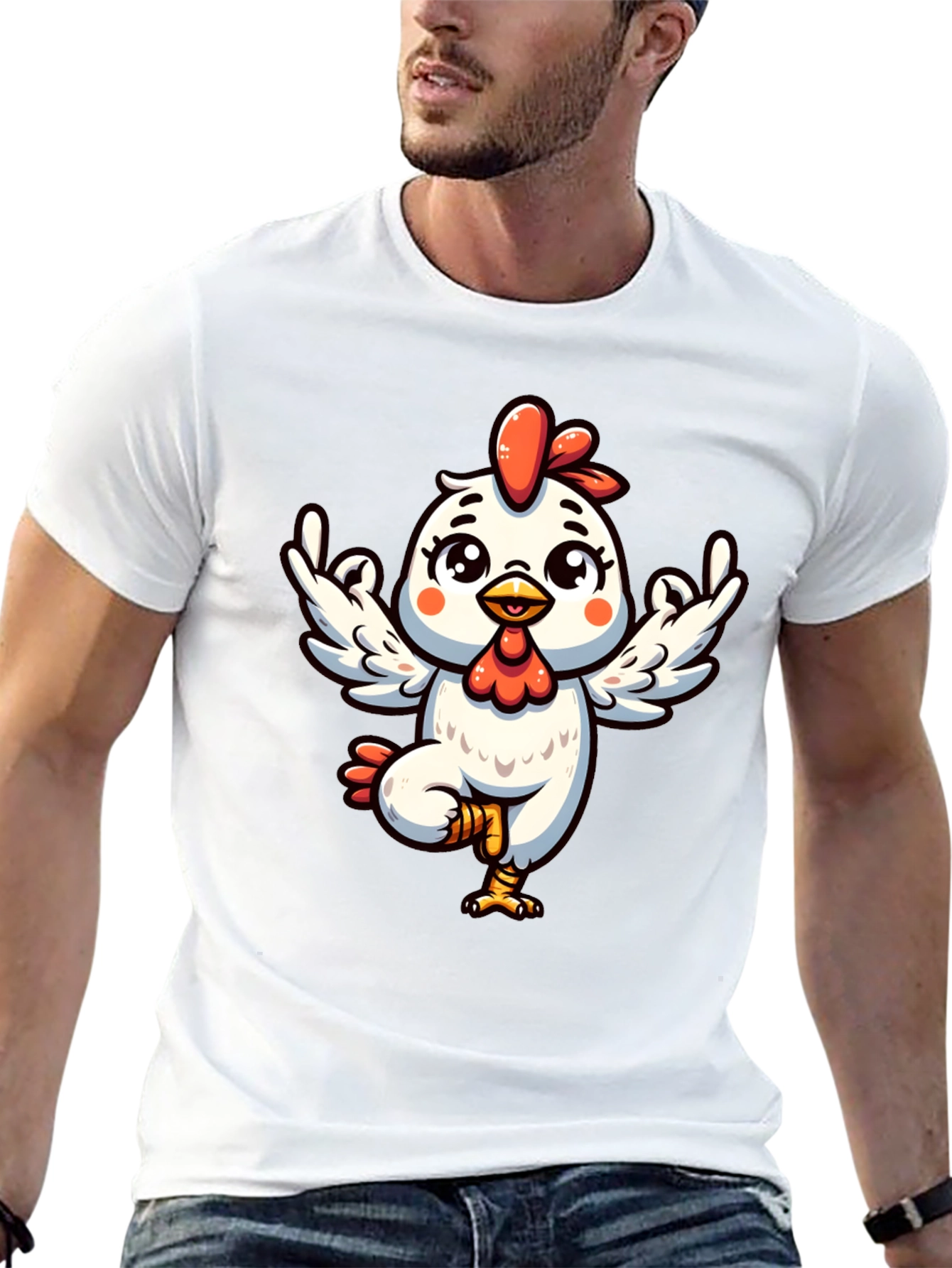Yoga Chicken Graphic Tee - Black Cotton T-Shirt