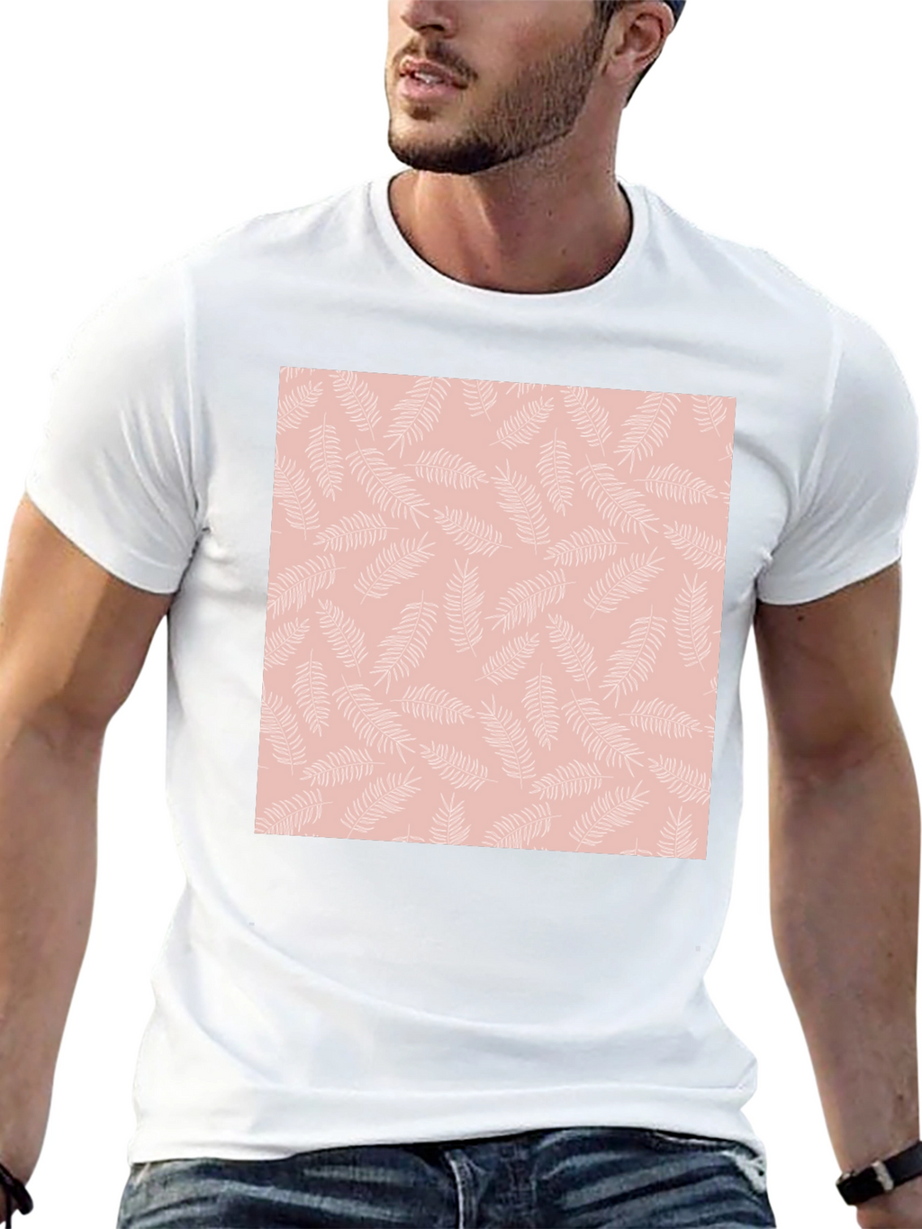 Black T-Shirt with Floral Pattern