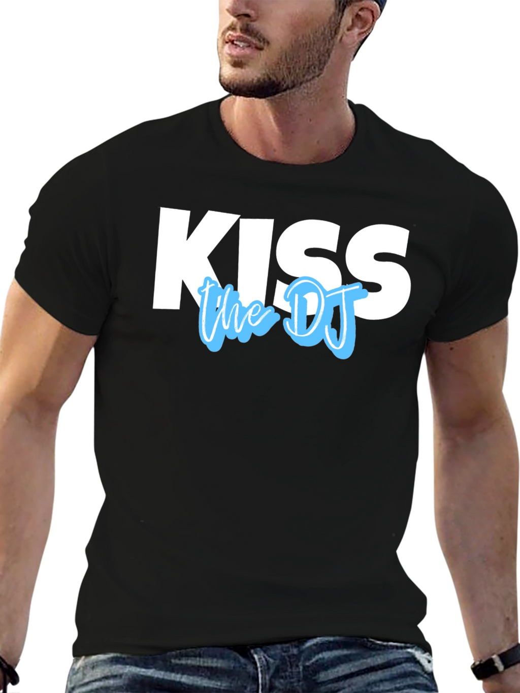 Kiss the DJ Graphic Tee - Black Cotton T-Shirt