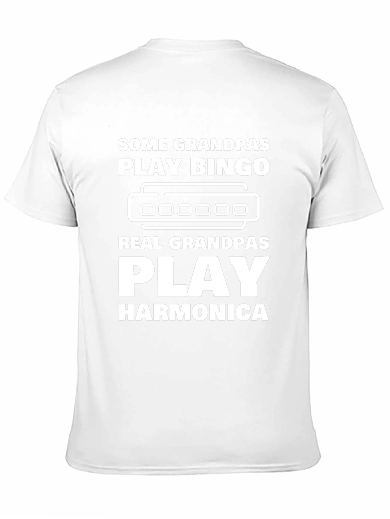 Funny Grandpas Harmonica Black T-Shirt