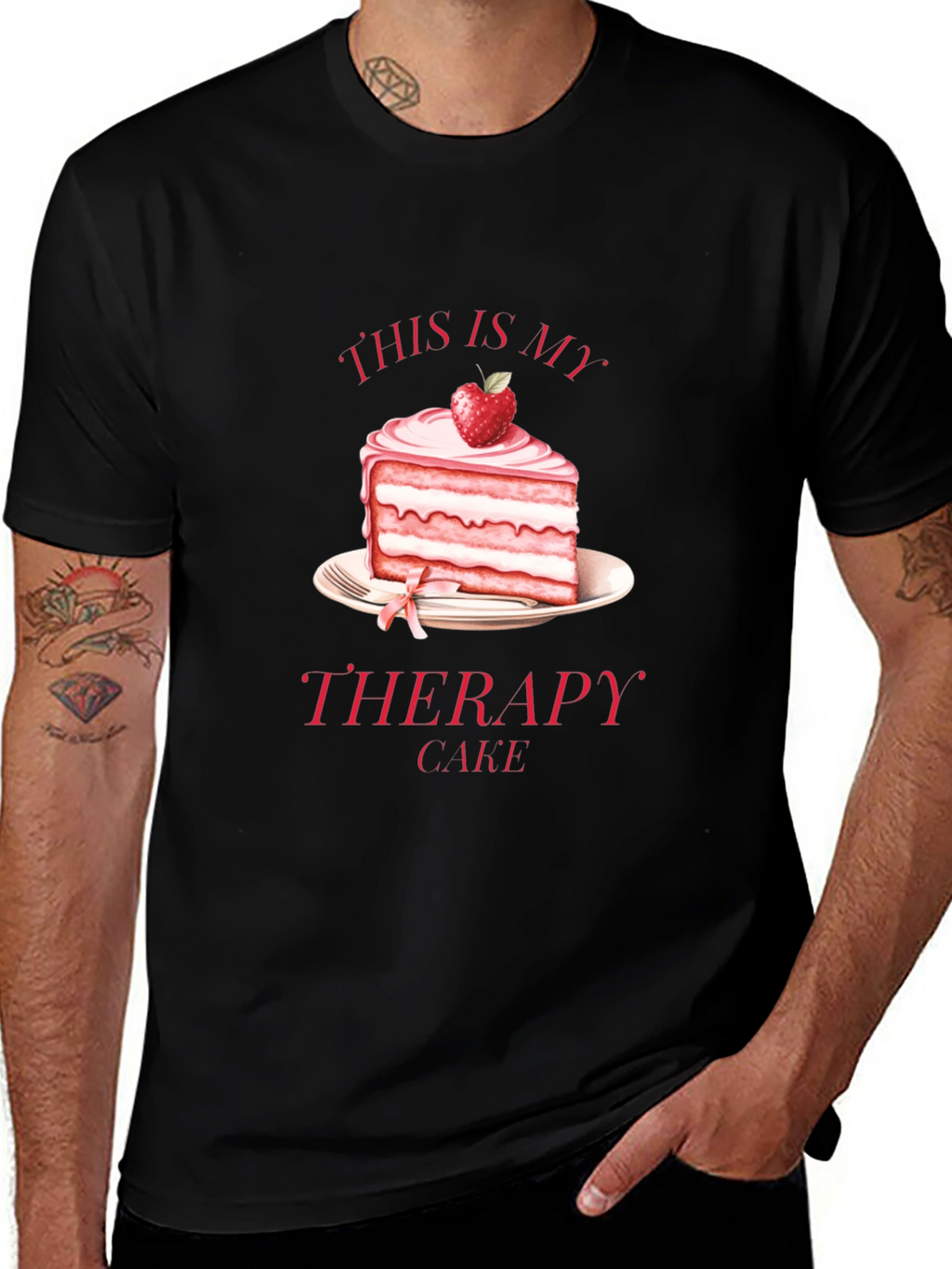This Is My Therapy Cake Black T-Shirt