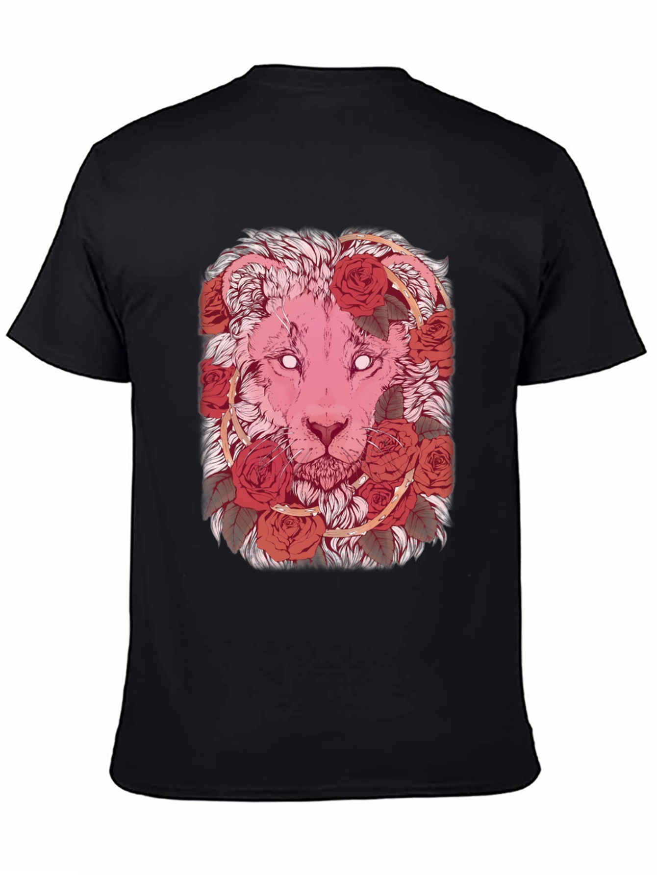Lion & Roses Graphic Tee - Stylish Mens Black T-Shirt