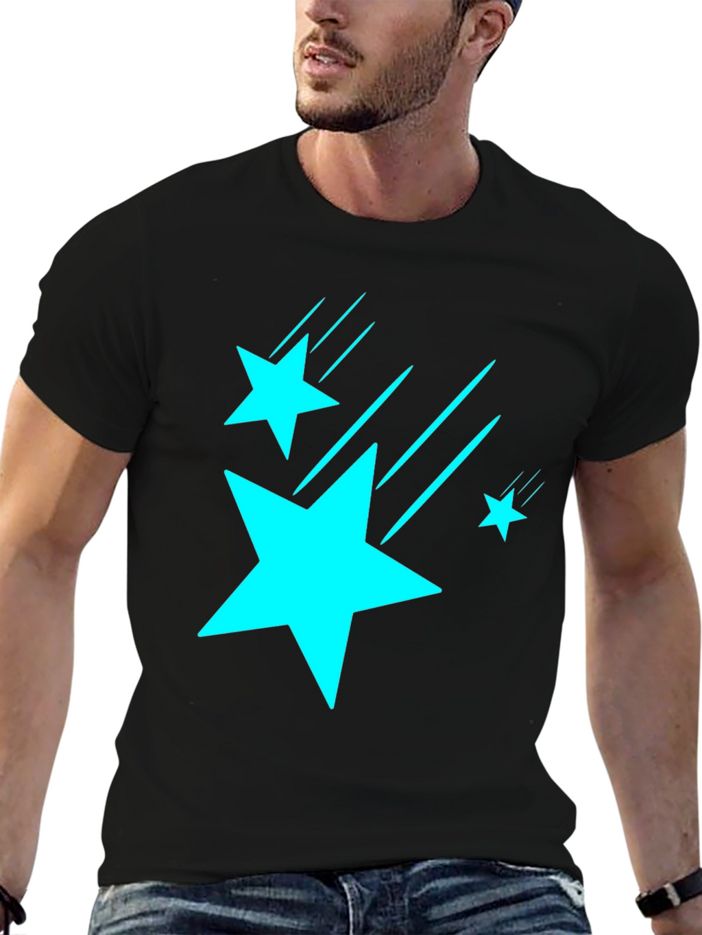 Stars Graphic Black T-Shirt