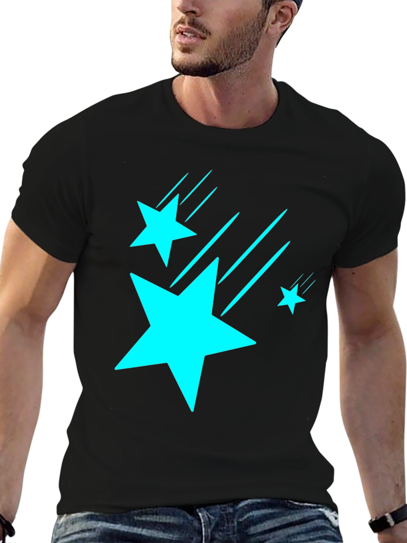 Stars Graphic Black T-Shirt