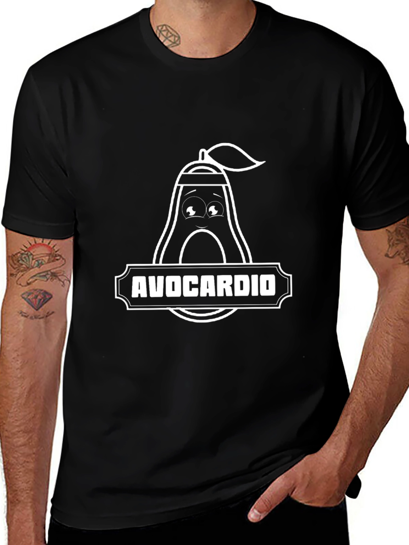 Avocardio Black Graphic Tee - Gym Workout Avocado Cardio