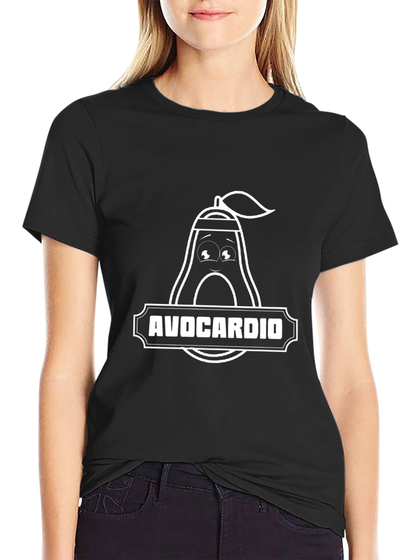Avocardio Black Graphic Tee - Gym Workout Avocado Cardio