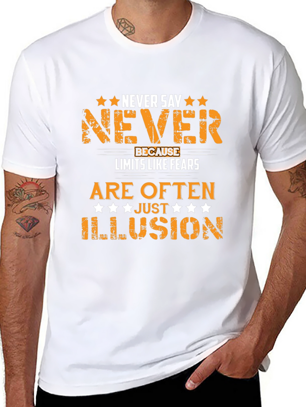 Motivational Never Say Never Graphic T-Shirt