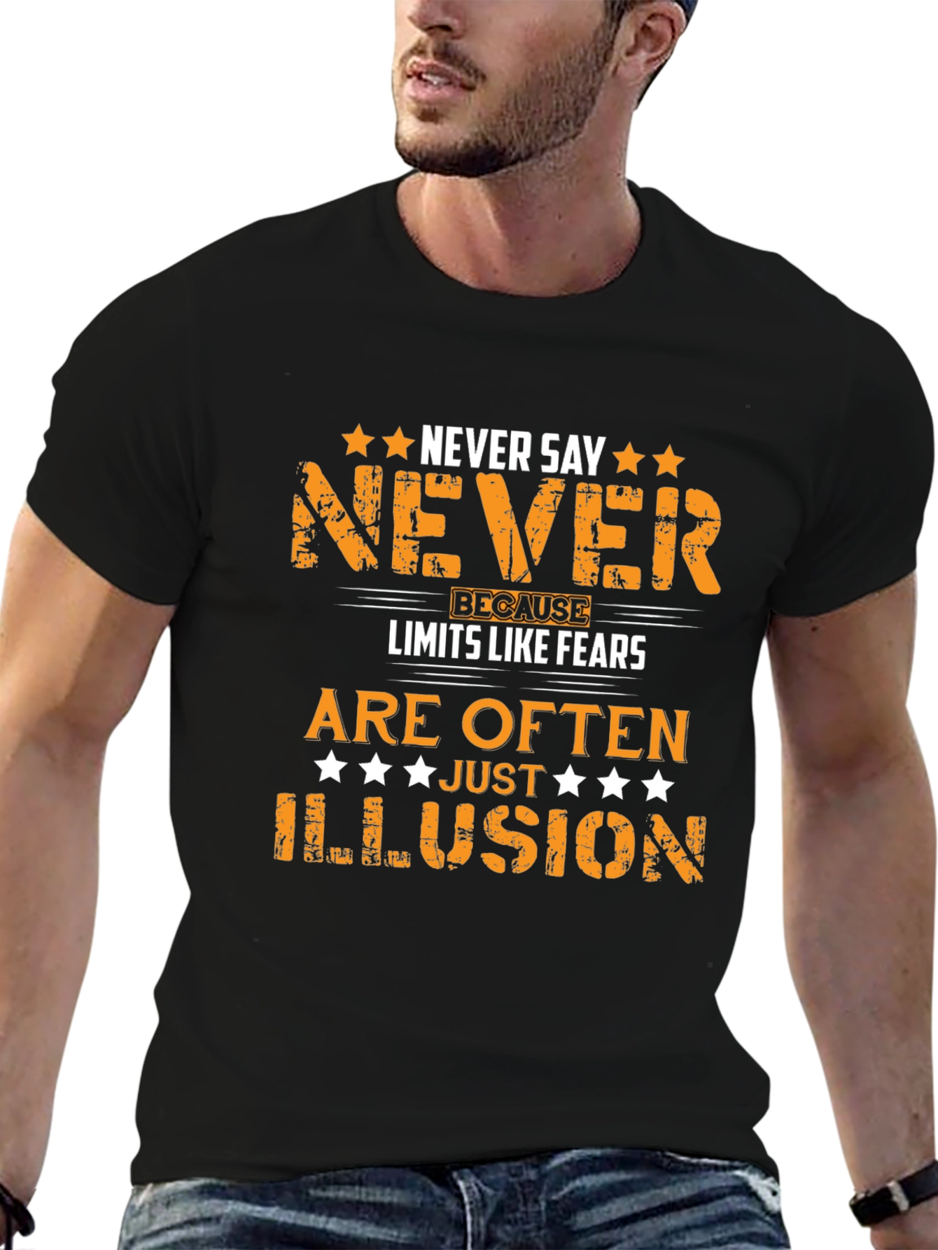 Motivational Never Say Never Graphic T-Shirt