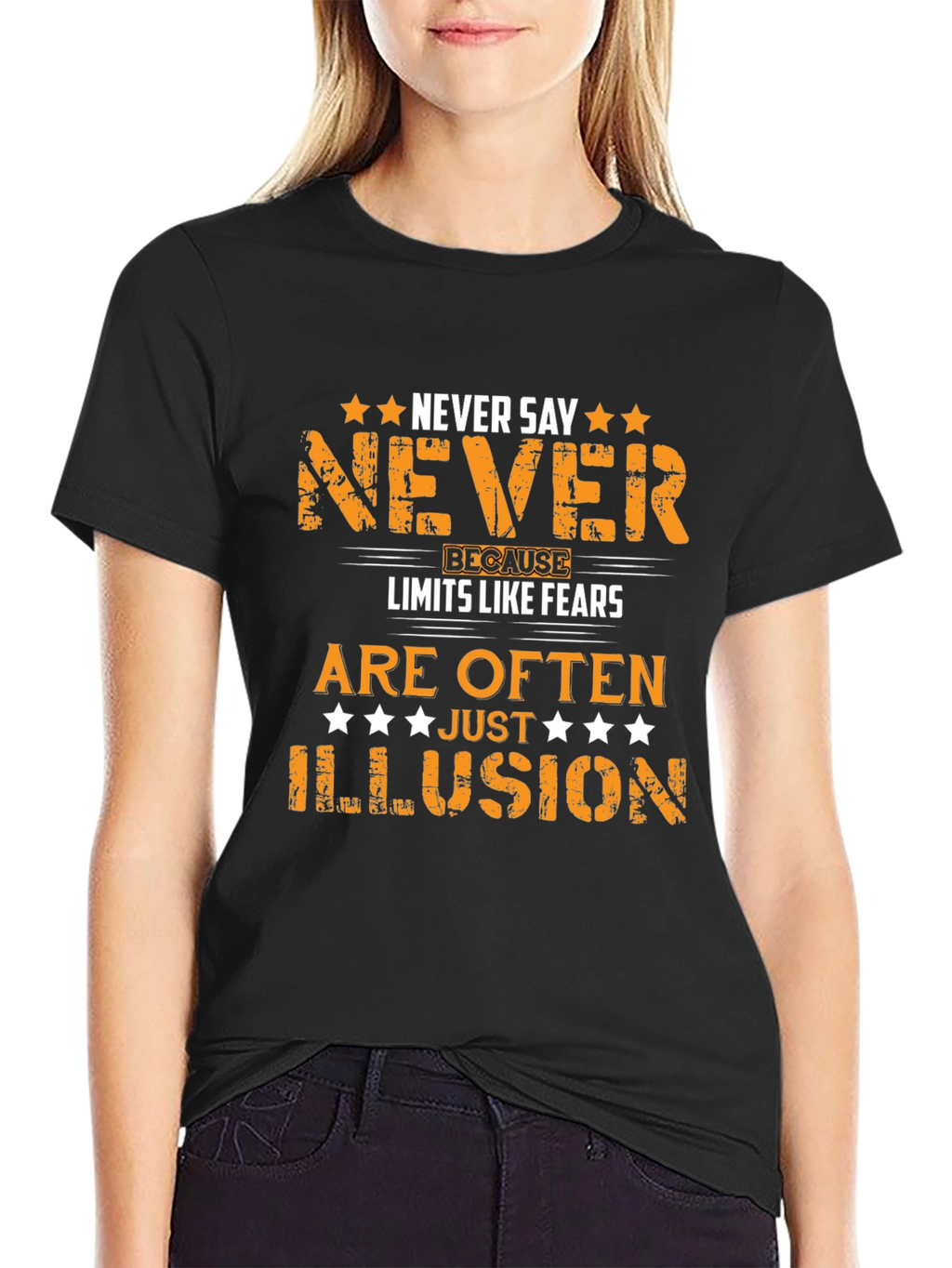 Motivational Never Say Never Graphic T-Shirt