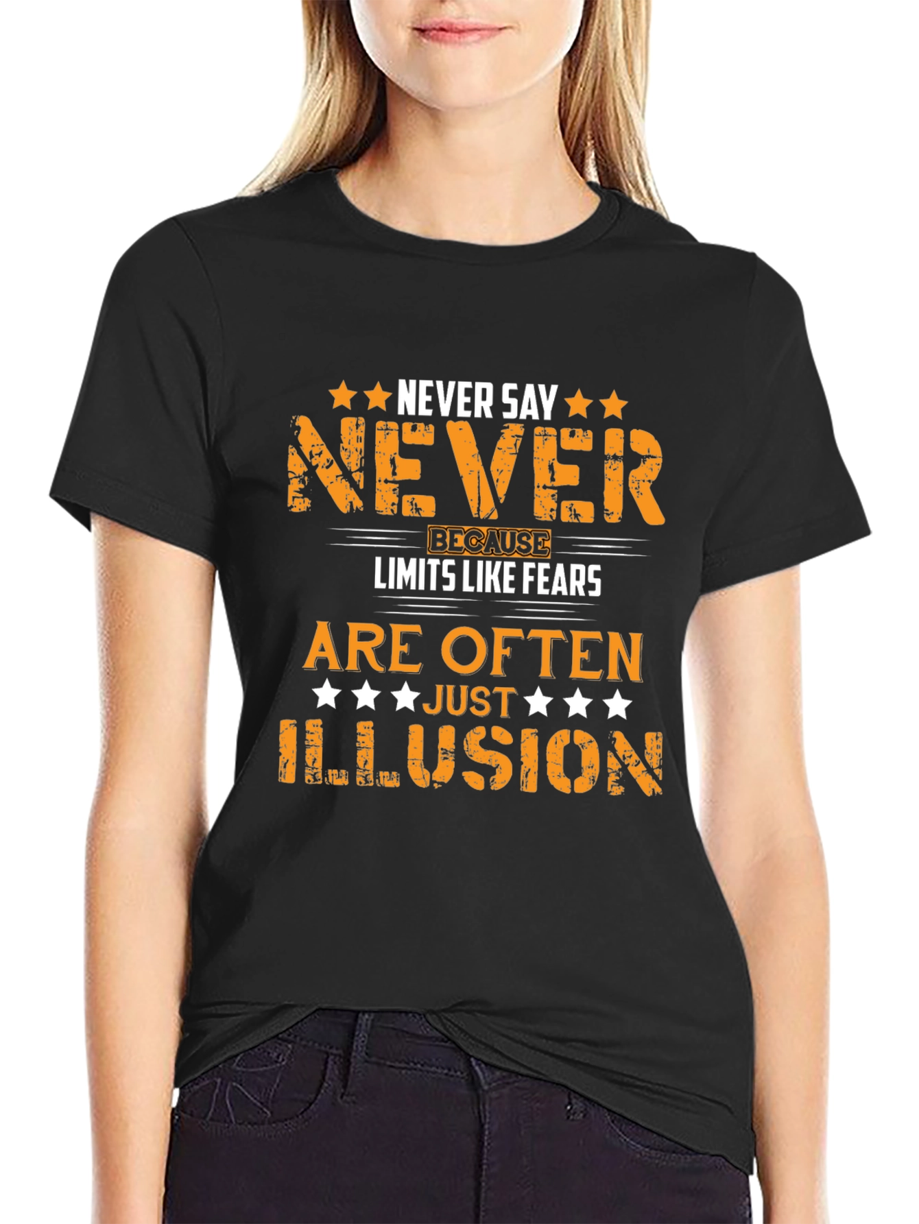 Motivational Never Say Never Graphic T-Shirt