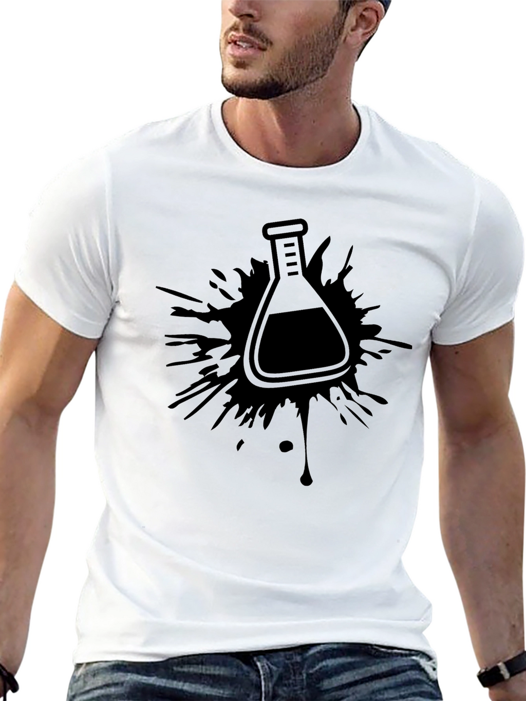 Science Beaker Splatter Graphic T-Shirt