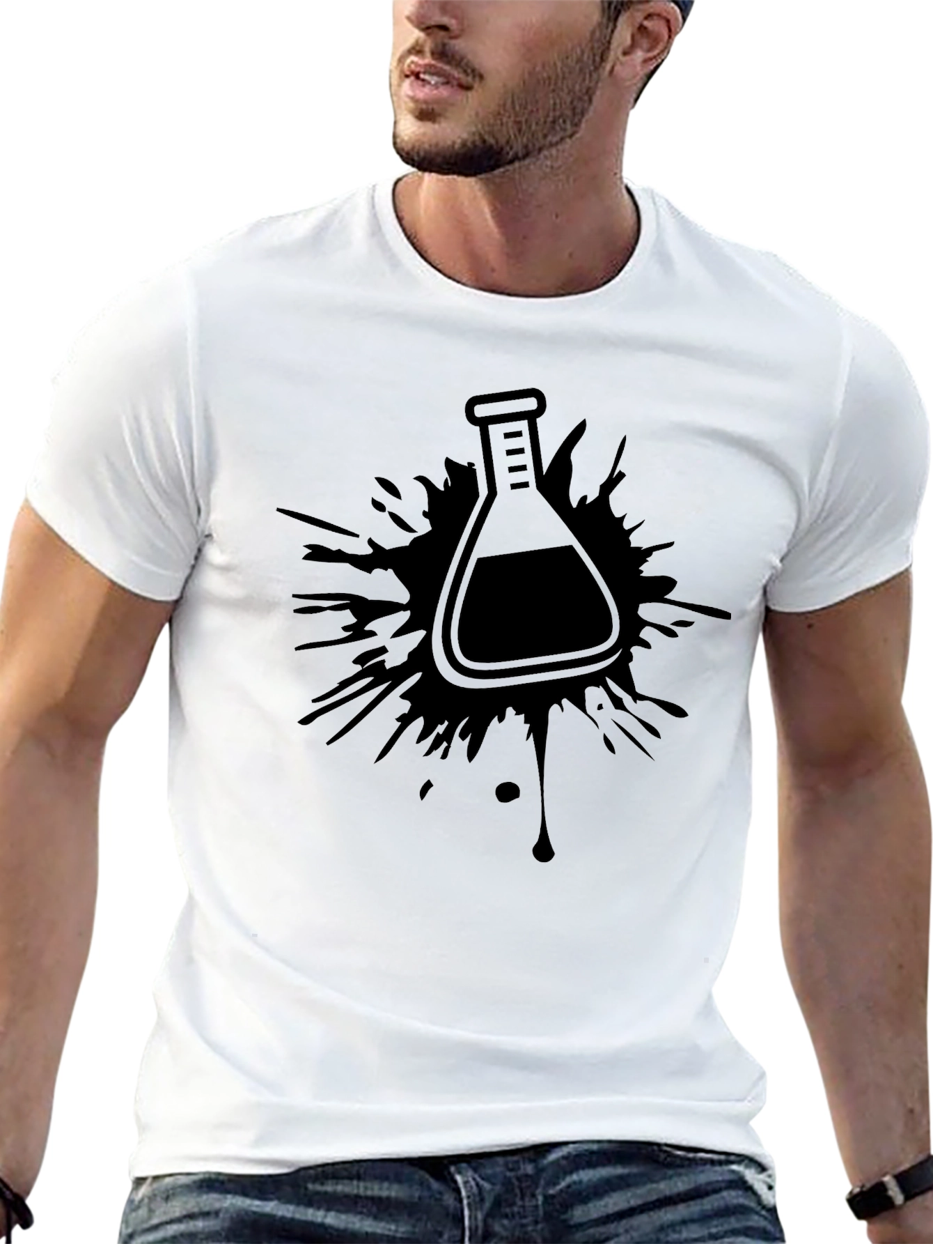 Science Beaker Splatter Graphic T-Shirt
