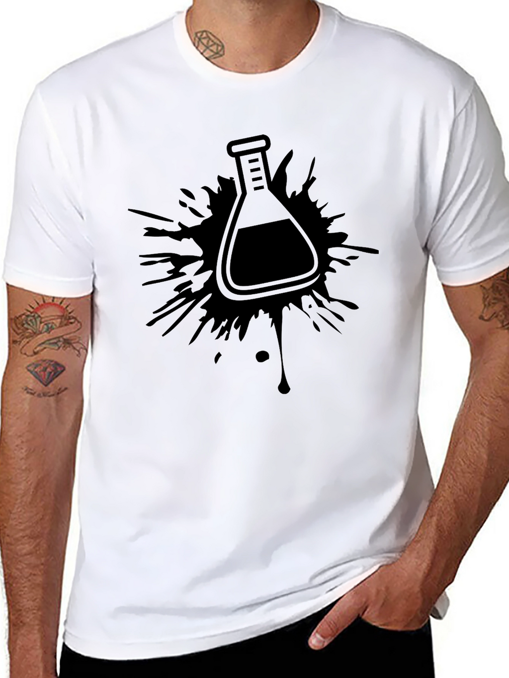 Science Beaker Splatter Graphic T-Shirt