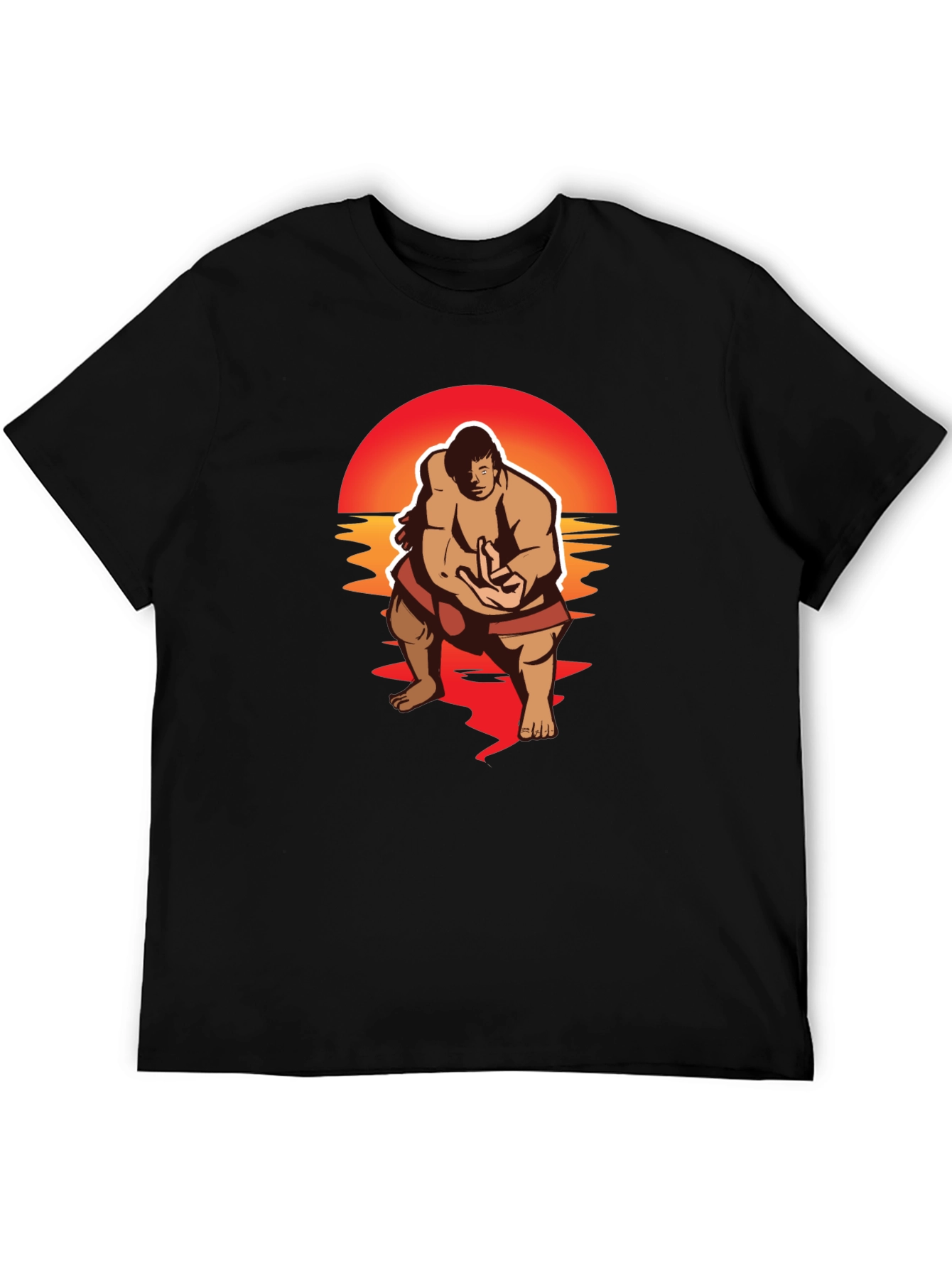 Sumo Sunset Black Graphic T-Shirt