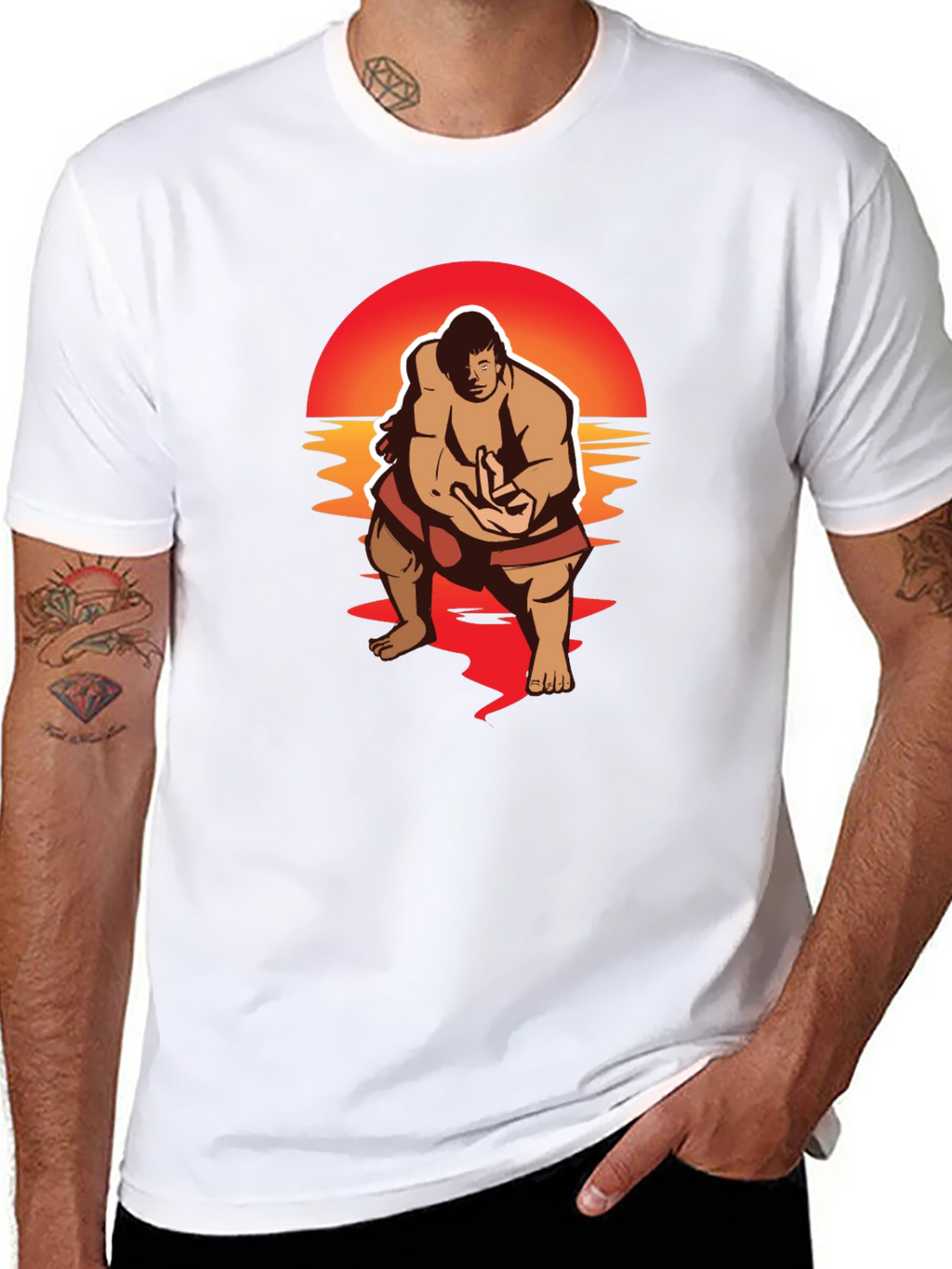 Sumo Sunset Black Graphic T-Shirt