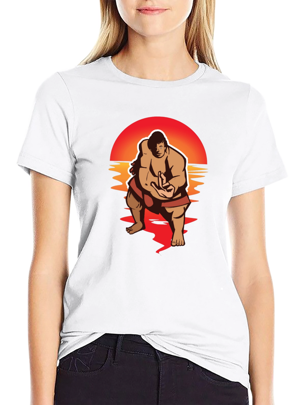 Sumo Sunset Black Graphic T-Shirt