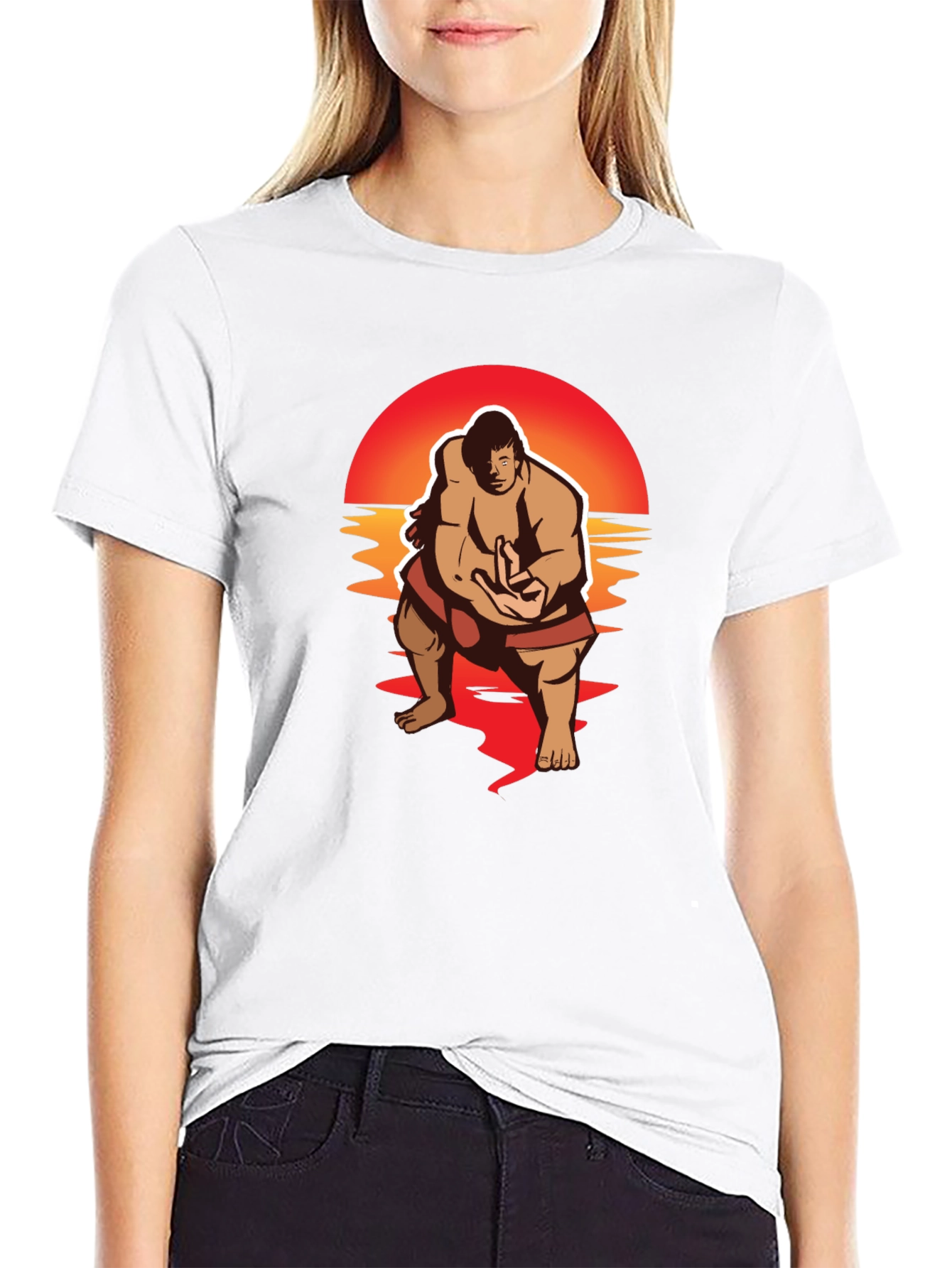 Sumo Sunset Black Graphic T-Shirt