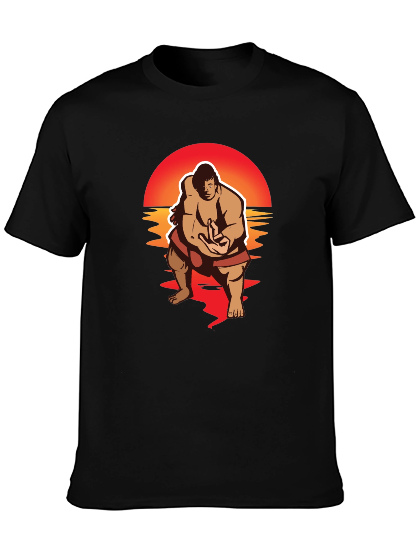 Sumo Sunset Black Graphic T-Shirt