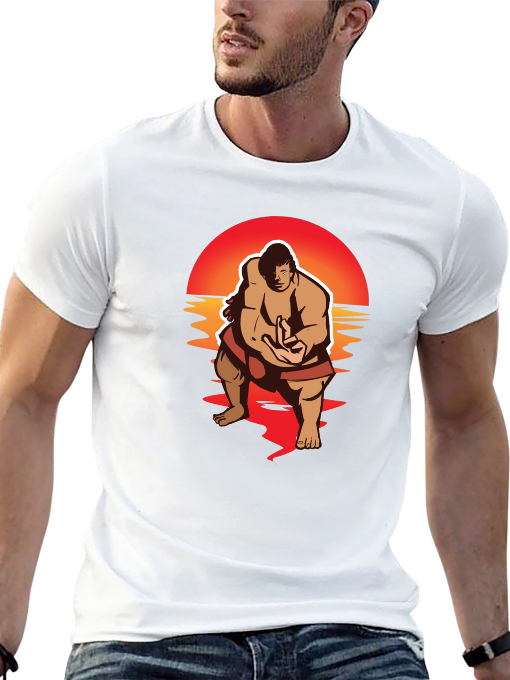 Sumo Sunset Black Graphic T-Shirt