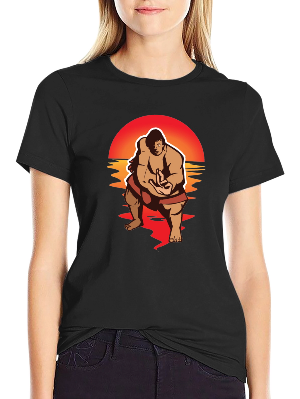 Sumo Sunset Black Graphic T-Shirt